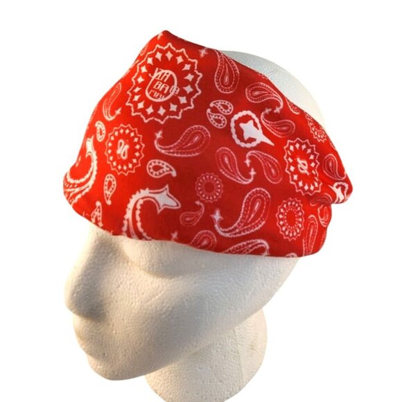 Red Paisley Print Bandana Headband/Neck Gaiter Multifunctional Unisex Accessory - Picture 7 of 8